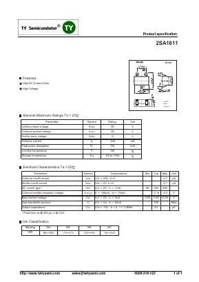 2SA1611 Datasheet PDF TY Semiconductor
