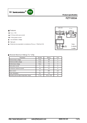 FZT1053A Datasheet PDF TY Semiconductor