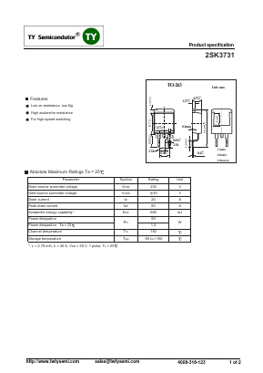 2SK3731 Datasheet PDF TY Semiconductor