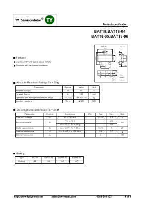 BAT18-04 Datasheet PDF TY Semiconductor