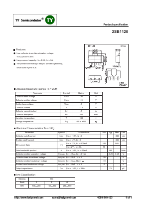 B1120 Datasheet PDF TY Semiconductor