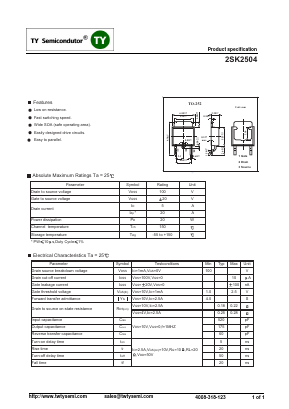 2SK2504 Datasheet PDF TY Semiconductor
