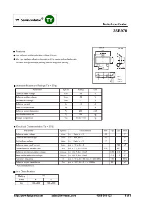 2SB970 Datasheet PDF TY Semiconductor
