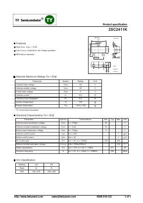 2SC2411K-Q Datasheet PDF TY Semiconductor