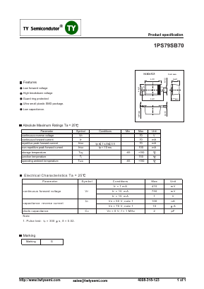 1PS79SB70 Datasheet PDF TY Semiconductor