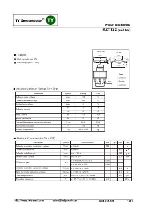 KZT122 Datasheet PDF TY Semiconductor