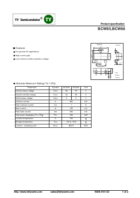 BCW66 Datasheet PDF TY Semiconductor
