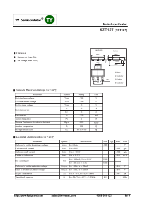 KZT127 Datasheet PDF TY Semiconductor