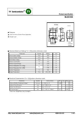 MJD350 Datasheet PDF TY Semiconductor
