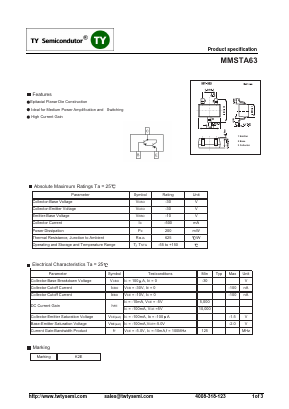 MMSTA63 Datasheet PDF TY Semiconductor