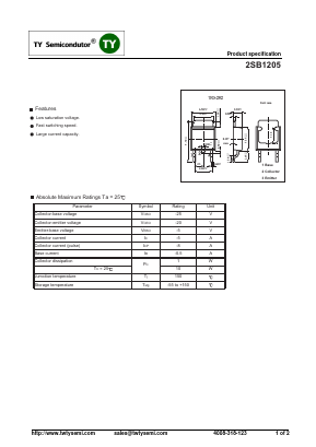2SB1205 Datasheet PDF TY Semiconductor