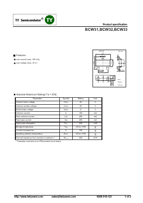 BCW31 Datasheet PDF TY Semiconductor