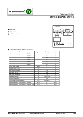 BCP55-10 Datasheet PDF TY Semiconductor