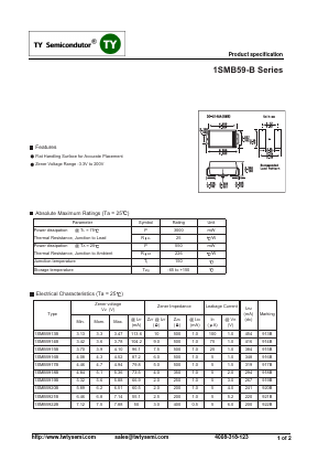 1SMB5945B Datasheet PDF TY Semiconductor
