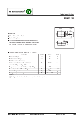 1N4151W Datasheet PDF TY Semiconductor