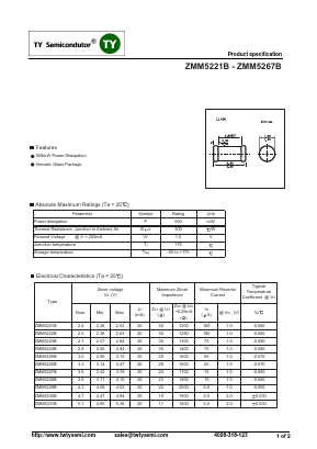 ZMM5246B Datasheet PDF TY Semiconductor