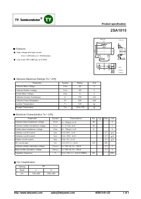 2SA1015 Datasheet PDF TY Semiconductor