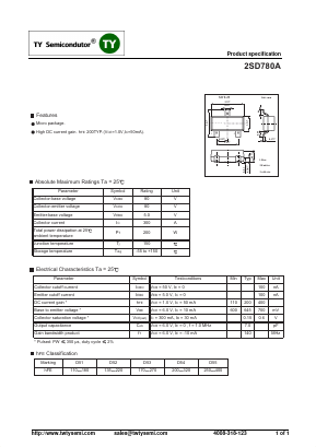 2SD780A Datasheet PDF TY Semiconductor