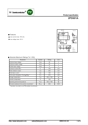 2PD601A Datasheet PDF TY Semiconductor