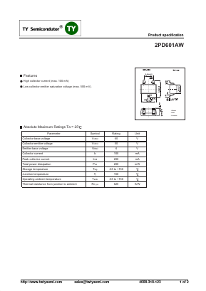 2PD601AQW Datasheet PDF TY Semiconductor