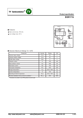 BSR17A Datasheet PDF TY Semiconductor