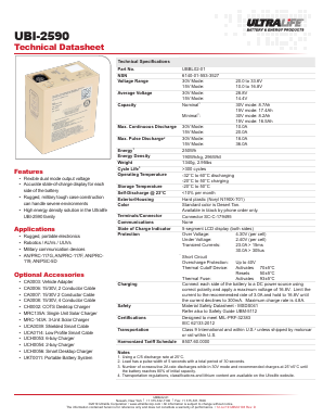 UBBL02-01 Datasheet PDF Ultralife Corporation.