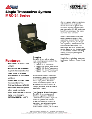 MRC-34 Datasheet PDF Ultralife Corporation.