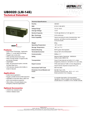 LM-145 Datasheet PDF Ultralife Corporation.