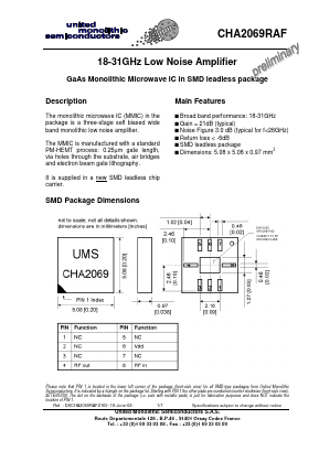 CHA2069RAF Datasheet PDF United Monolithic Semiconductors