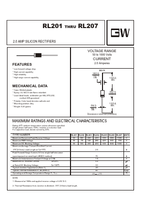RL203 Datasheet PDF UNIOHM CORPORATION