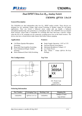 UM3699A Datasheet PDF Union Semiconductor, Inc.