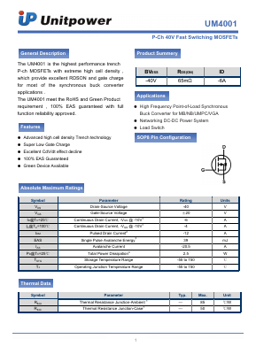 UM4001 Datasheet PDF Unitpower Technology Limited