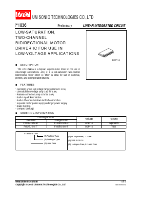 F1836G-S14-R Datasheet PDF Unisonic Technologies