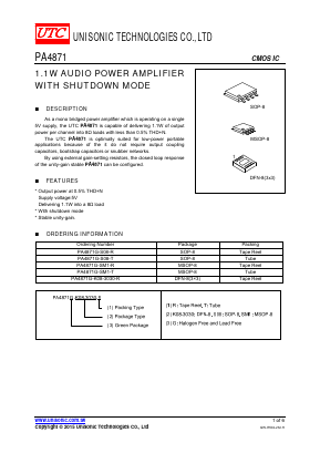 PA4871G-S08-R Datasheet PDF Unisonic Technologies