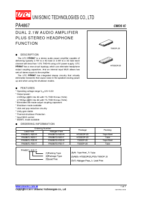 PA4867L-P20-R Datasheet PDF Unisonic Technologies