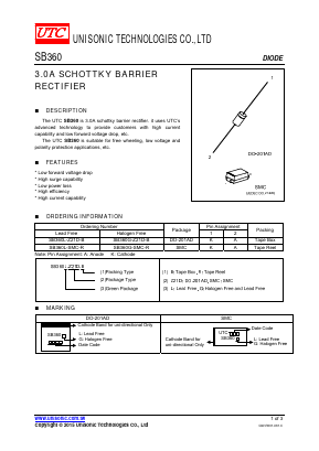 SB360 Datasheet PDF Unisonic Technologies