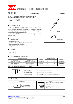 MBR145L-Z41-B Datasheet PDF Unisonic Technologies