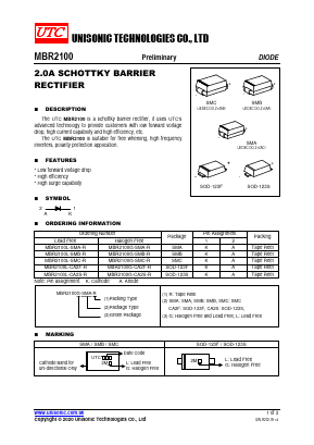 MBR2100G-SMB-R Datasheet PDF Unisonic Technologies