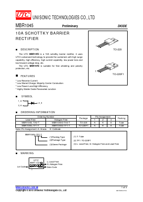 MBR1045L-TA3-T Datasheet PDF Unisonic Technologies