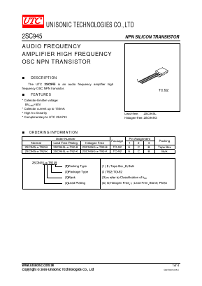 2SC945L-Q-T92-K Datasheet PDF Unisonic Technologies