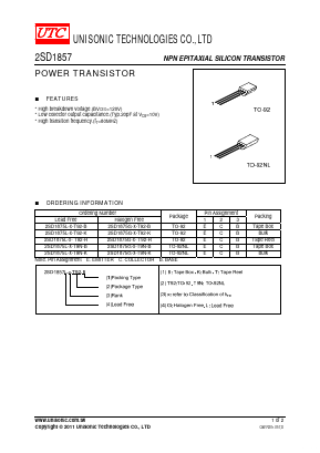 2SD1875G-R-T92-K Datasheet PDF Unisonic Technologies
