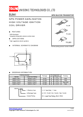 BU941 Datasheet PDF Unisonic Technologies