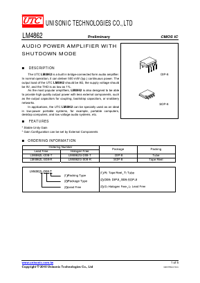 LM4862G-D08-T Datasheet PDF Unisonic Technologies