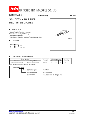 MBR2040C Datasheet PDF Unisonic Technologies
