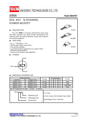 60N06L-TQ2-T Datasheet PDF Unisonic Technologies