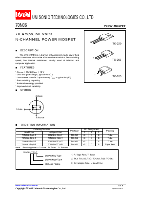70N06L-TA3-R Datasheet PDF Unisonic Technologies
