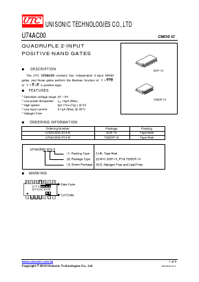 U74AC00 Datasheet PDF Unisonic Technologies