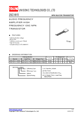 2SC1815-GR-T92-K Datasheet PDF Unisonic Technologies