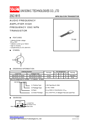 2SC1815G-BL-T92-K Datasheet PDF Unisonic Technologies