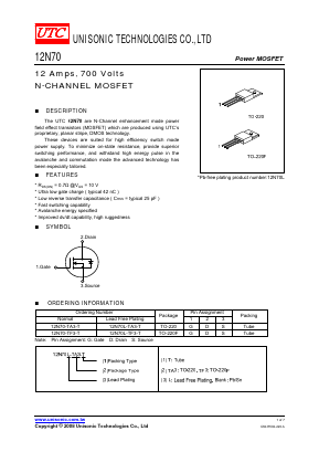 12N70-TF3-T Datasheet PDF Unisonic Technologies